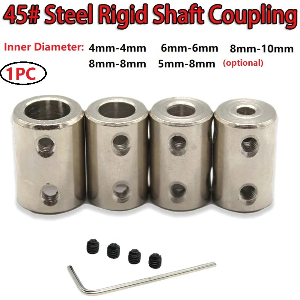 1set Rigid Shaft Coupling 4mm/5mm/6mm/8mm/10mm CNC Motor Jaw Shaft Coupler Connector Sleeve #45 Steel Transmission Connector
