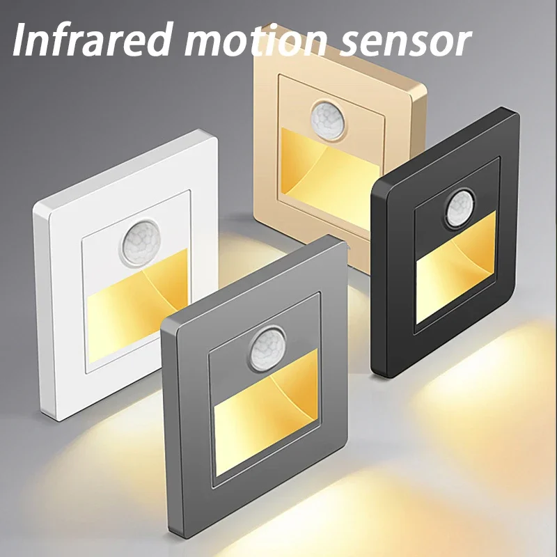 Motion Sensor Light LED Stair Light PIR Motion Detector Sensor Infrared Human Body Induction Light Embedded Step Ladder Bedroom Decoration