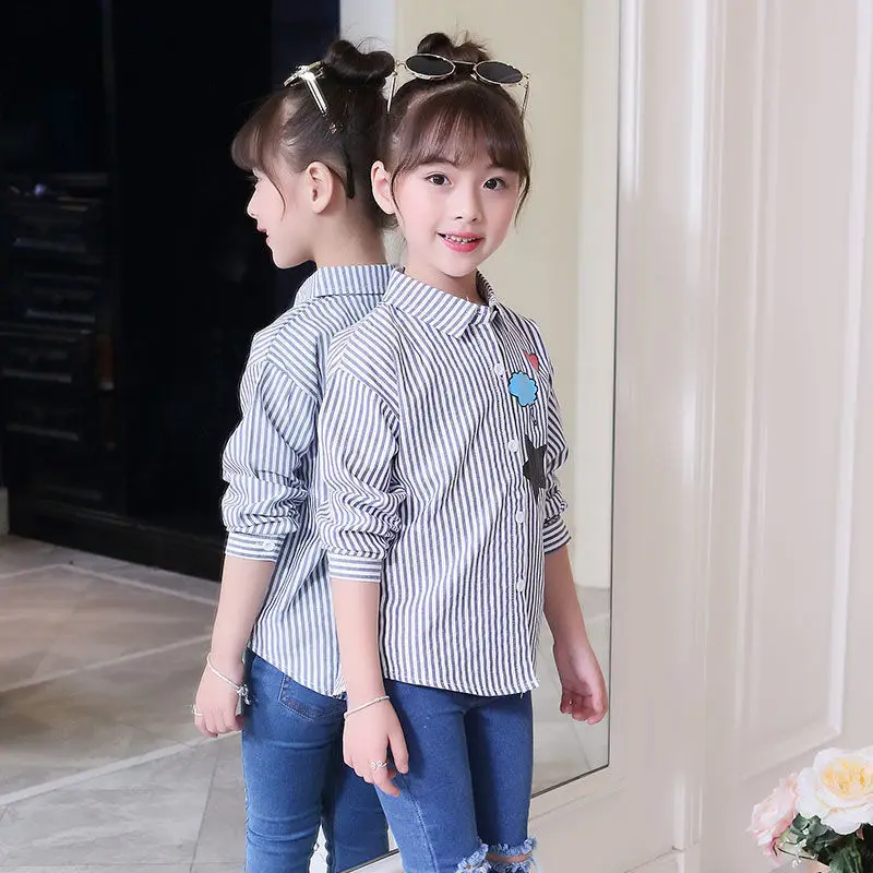 Spring Girls Shirts For Students Uniform Long Sleeve Cotton Blouse Teenagers School Clothes 4 6 8 10 12 Years kids shirts