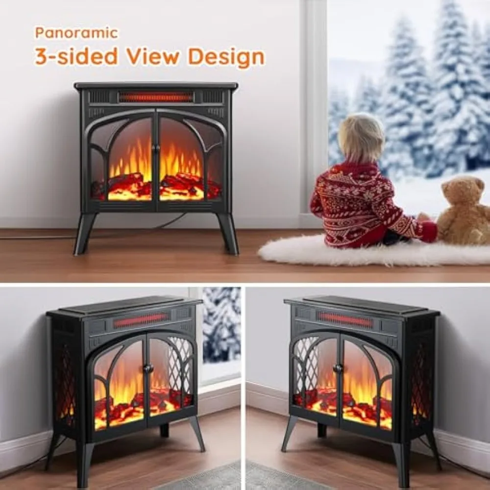 Electric Fireplace Heater, 1500W Infrared Fireplace Stove w/ 3D Realistic  Flame, 5100BTU Freestanding Electric Stove Heater - AliExpress