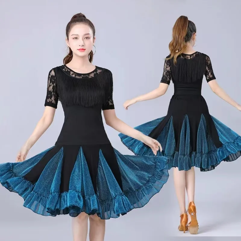 Elegant Lace MidLong Latin Dance Skirt For Women New Style Comfory