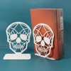 2Pcs Black White Skull Desktop Bookends Office Desktop Book Organizer Home Bookends Iron Book Ends Holder Book rack Stand Shelf 1