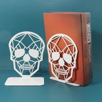 2Pcs Black White Skull Desktop Bookends Office Desktop Book Organizer Home Bookends Iron Book Ends Holder Book rack Stand Shelf 1