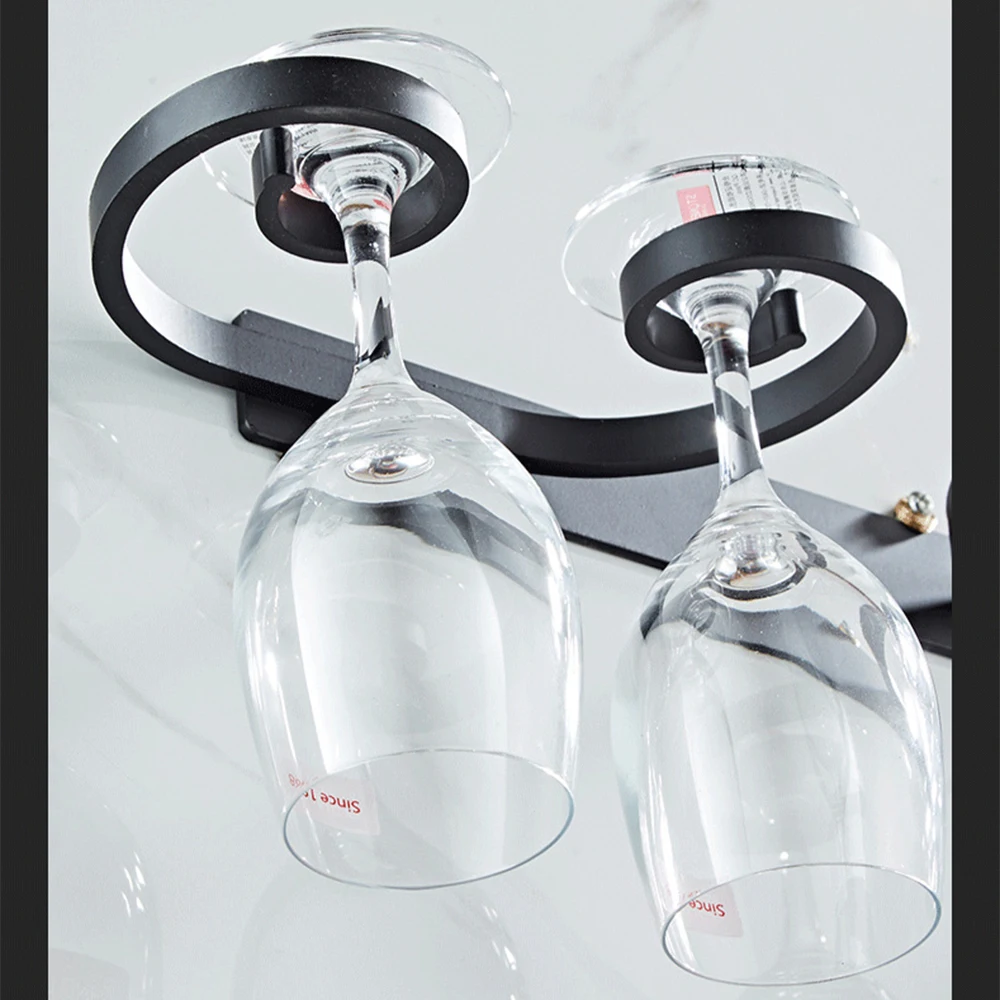 Black Wine Glass Holder S M L Aluminum Alloy Goblet Hanger Home Bar Kitchen Wall Mount Free installation Storage Rack 3