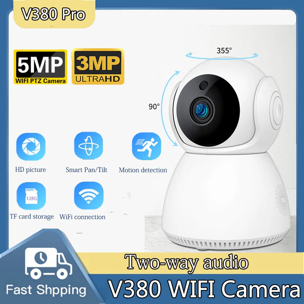 Pet Monitor 5Mp Mini Indoor Wifi Sorveglianza Sicurezza Domestica Audio Bidirezionale Baby Monitor Ip Ptz Telecamera Cctv Q8 3Mp Hd V380 Pro