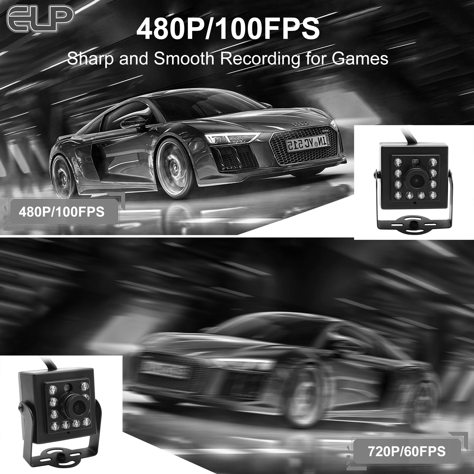 ELP 1080P 적외선 카메라 고속 100fps OV2710 UVC IR USB 카메라 야간 투시경 (IR LED 및 850nm IR 패스 필터 포함)