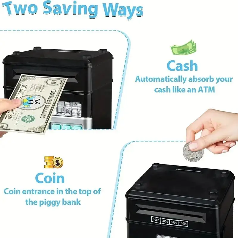 Mini piggy bank children's toy safe boys and girls can store and retrieve password box anti drop piggy bank without battery 5