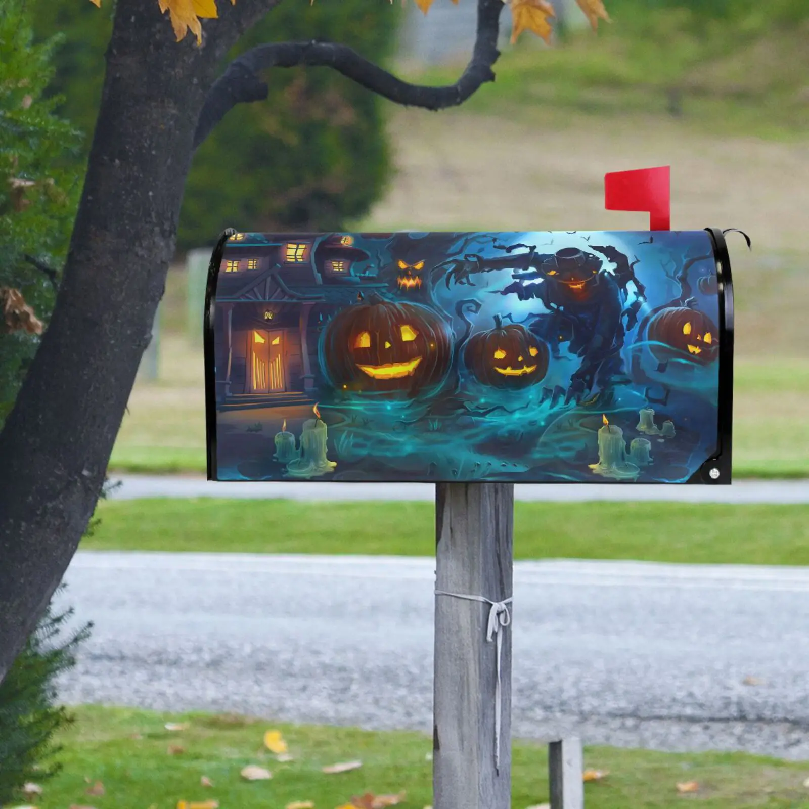 New Halloween print PVC Magnetic Mailbox Cover Waterproof Sunscreen Letter Post Box Cover Mailbox Wrap New Year Garden Decor
