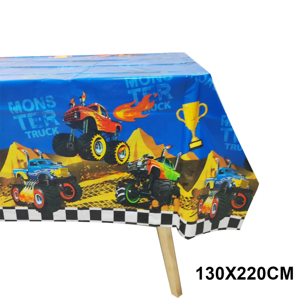 Monster Truck Tovaglia Monster Truck Tema Bandiera A Scacchi Party Table Cover Wheel Racing Decorazioni Per Feste Di Compleanno Forniture
