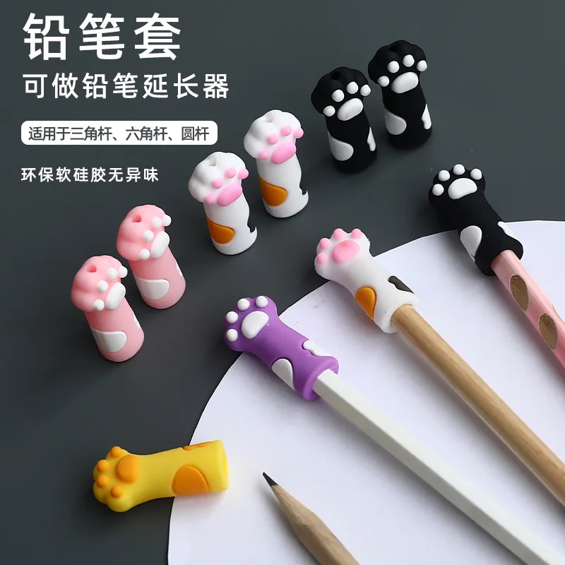 Tappi trasparenti per mata con zampa di gatto Estensore per mata per penna Kawaii per studenti Copri penna portatile Regali per bambini Fornure per ufficio scolastico  21