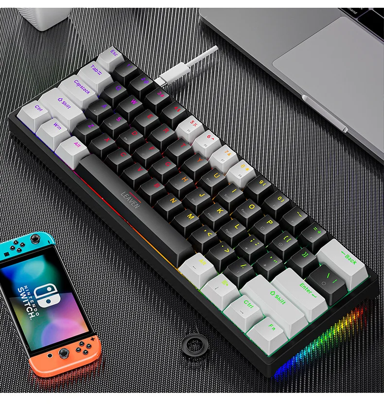 Com Fio, 61 Chaves, RGB Hotswap, PBT Keycaps, 60% Ergonomia