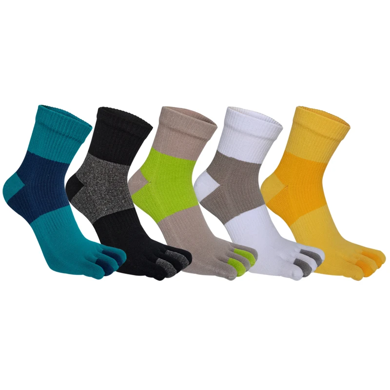 

5 Pairs Sport 5 Finger Socks Man Compression Damping Cotton Sweat-Absorbing Breathable Fitness Marathon Basketball Toe Socks