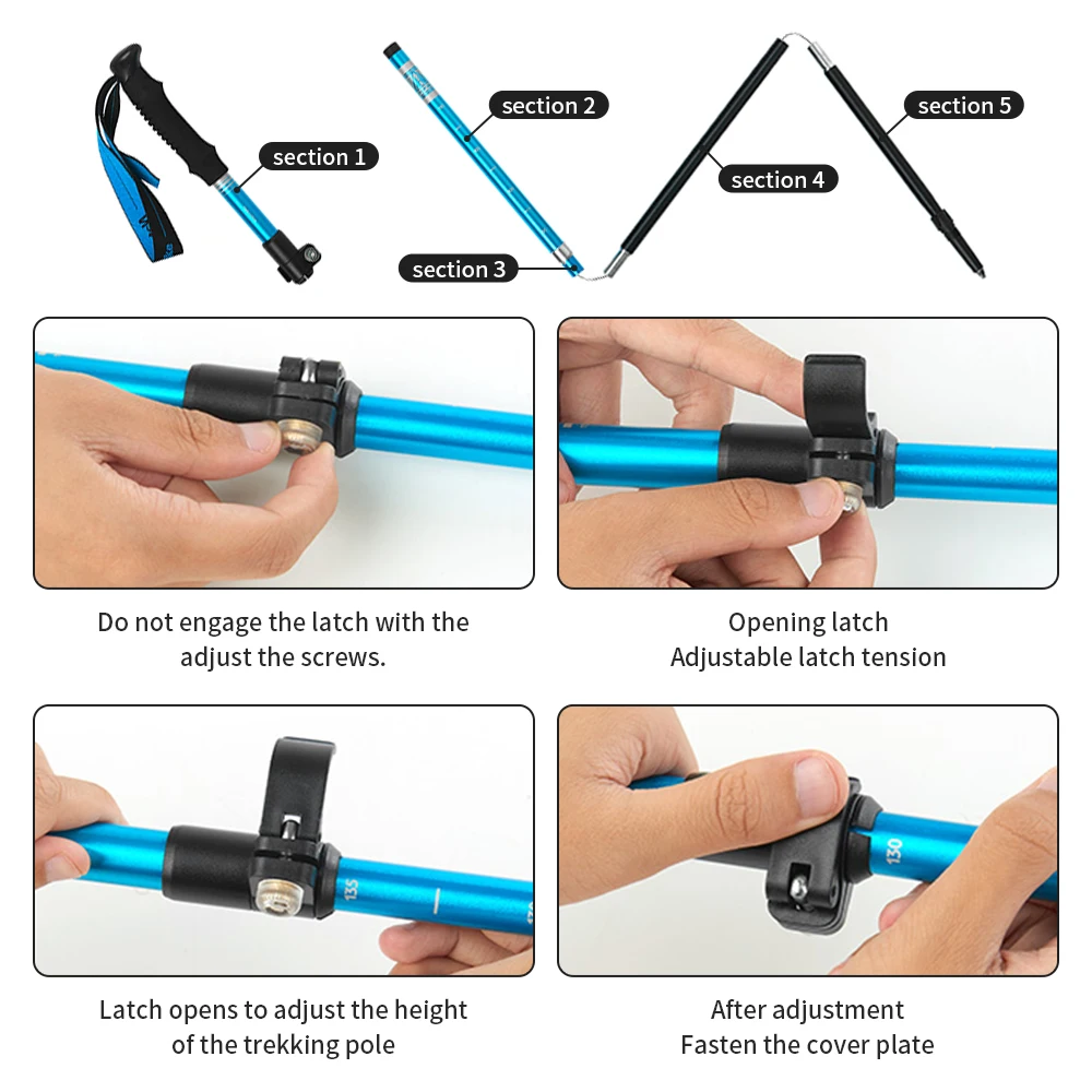 Naturehike St09 Nordic Trekking Poles Ultralight Foldable Aluminum Alloy Walking Sticks Portable Outdoor Travel Hiking Poles 3