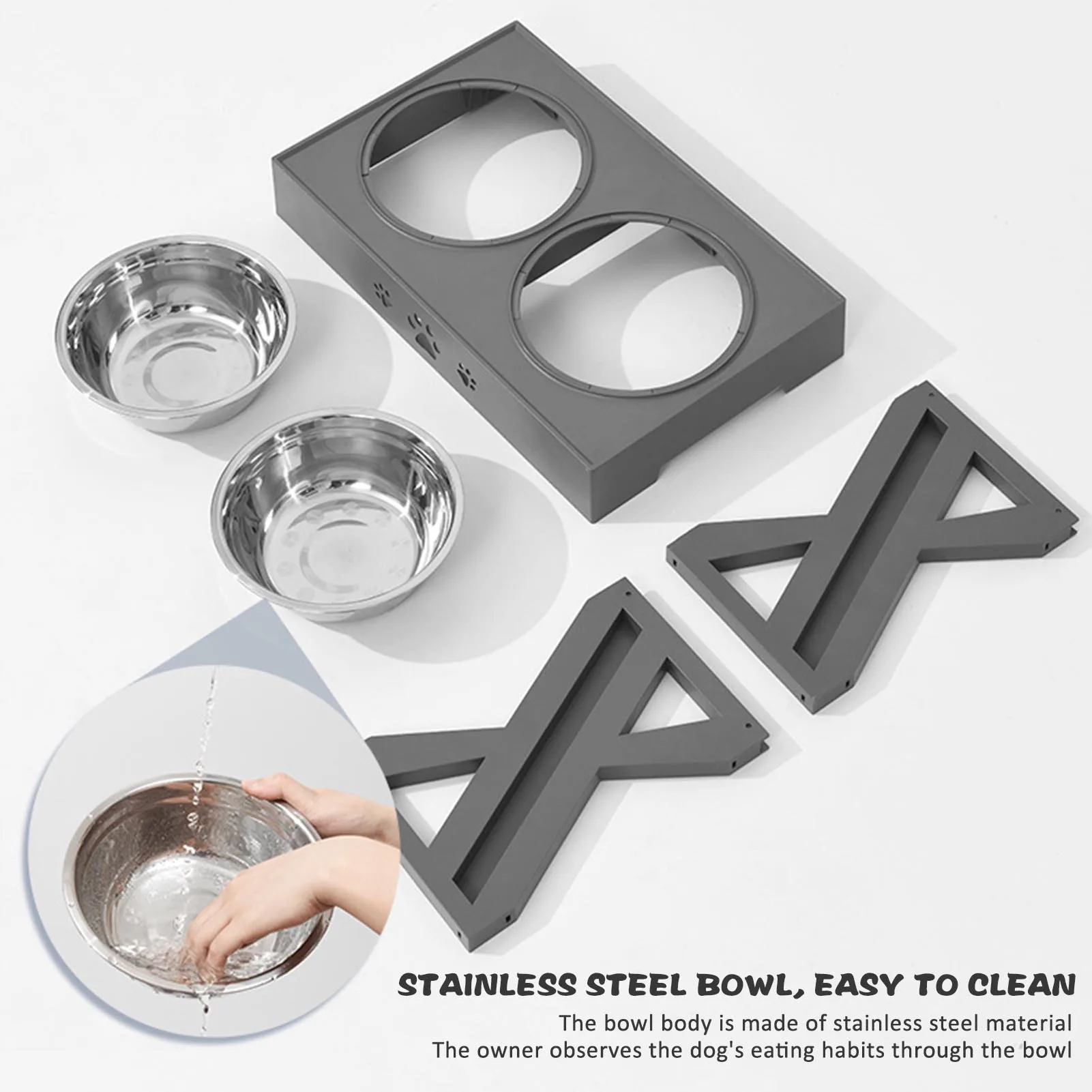 Stainless Steel Elevated Dog Bowl Non-Slip and No Spill Design Bowl Pet Supplies Suitable for Promote Healthy Digestion Xuan-US 3