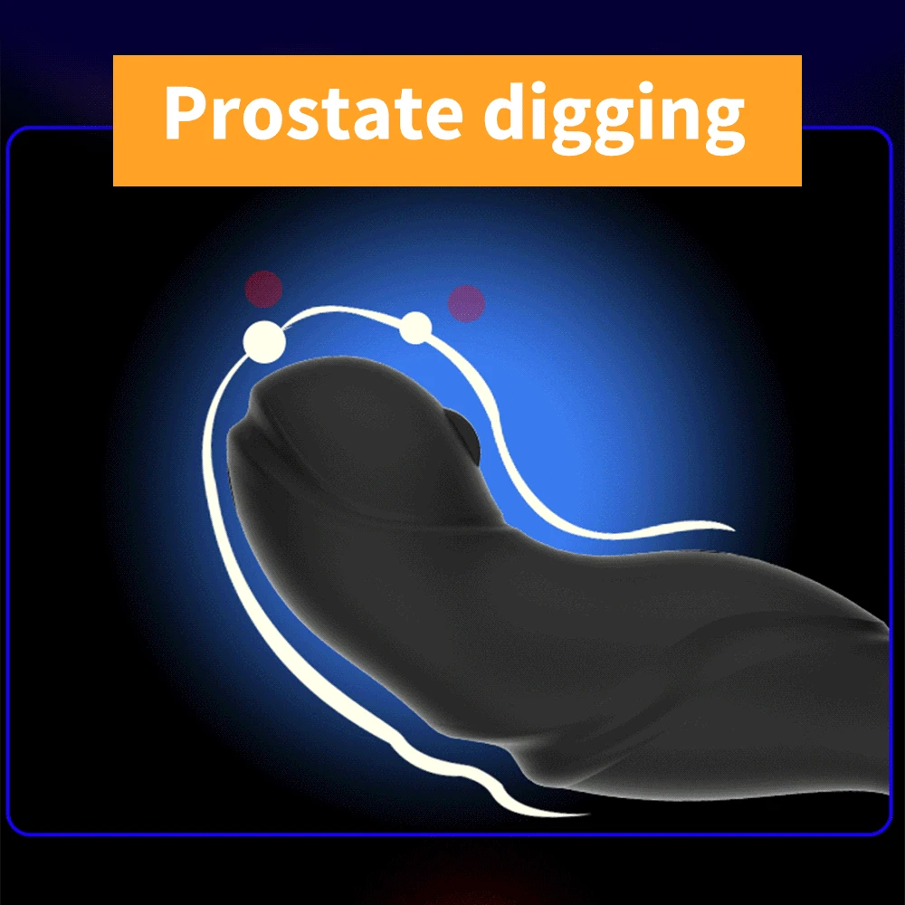 Prostata-Massage männlicher Vibrator Rotation Perlen Anal Plug Vibrator Silikon Verzögerung Ejakulation männlich Masturbat_voghion.com