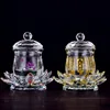 Buddhist Temple Ornament Crystal Lotus Seat Colorful Lotus Great Compassion Mantra Holy Water Cup Crystal Cup Bowl Buddhism Item 4