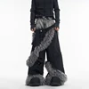 LUZHEN Fake Two Piece Denim Pants Patchwork Fur Worn-out Trendy High Street Luxury American Straight Tube Trousers Male LZ8217 2