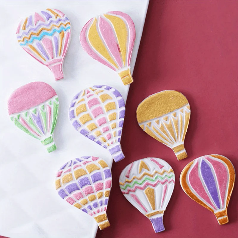 4pcs, Hot Air Balloon Spring Mold Simulation Biscuit Mold Set DIY Baking Utensils, Cookie Stamp Set,  Kitchen Accessories