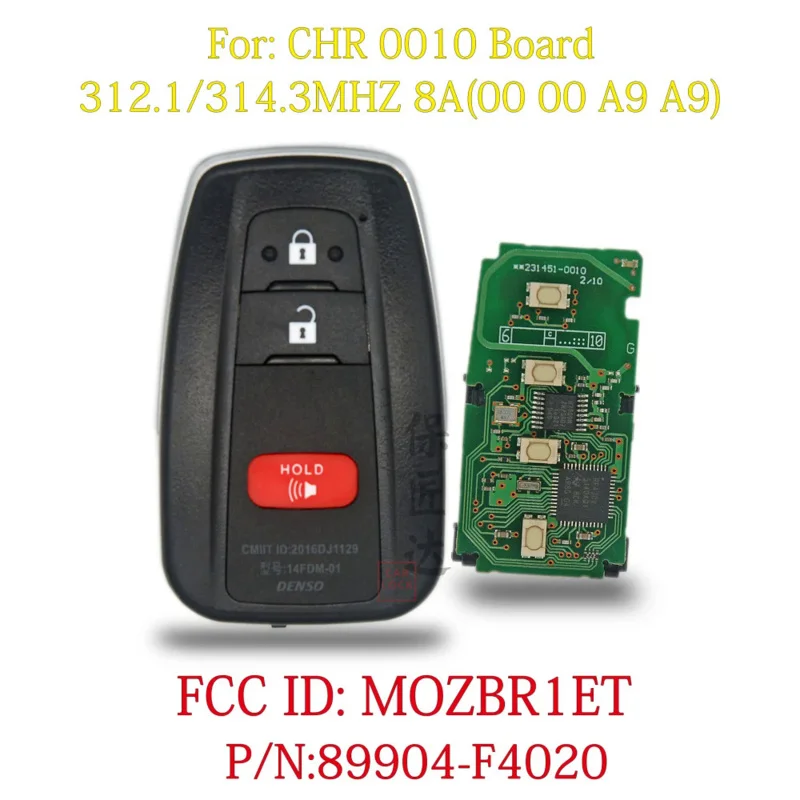 

BaoJiangDd car key Fit for Toyota C-HR 2018 2019 FCC MOZBR1ET BR1ET 314.3/312MHz 8A Chip