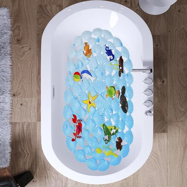 Tapis de bain antidérapant en PVC, 38x68cm, dessin animé mignon, pour douche, baignoire, avec ventouse, coussin de Massage doux, pour enfants et personnes âgées 5