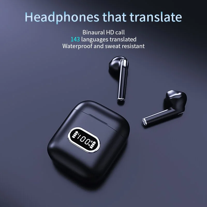 J15 Intelligent Translation Earphones with 143 Languages, Wireless Bluetooth Noise Reduction, Half In Ear Translation Earphones