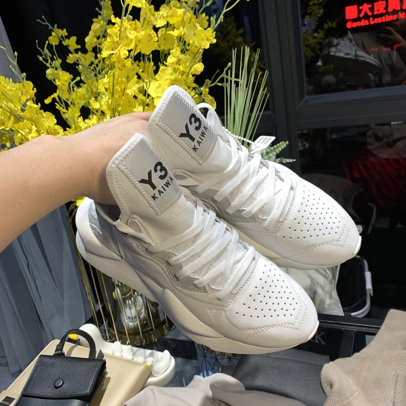 

New Design Sport Casual Shoes Men White Sneakers Youth Fashion Breathable Genuine Leather Running Shoes Thick Sole Outdoor 2C
