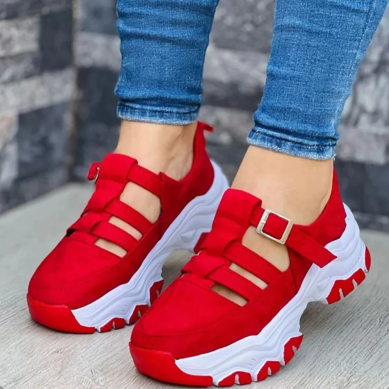 New Thick-soled Women's Sports Shoes Fashion Casual Comfortable Slip-on Flat Shoes Women's Heightening Vulcanized women shoes women sneakers