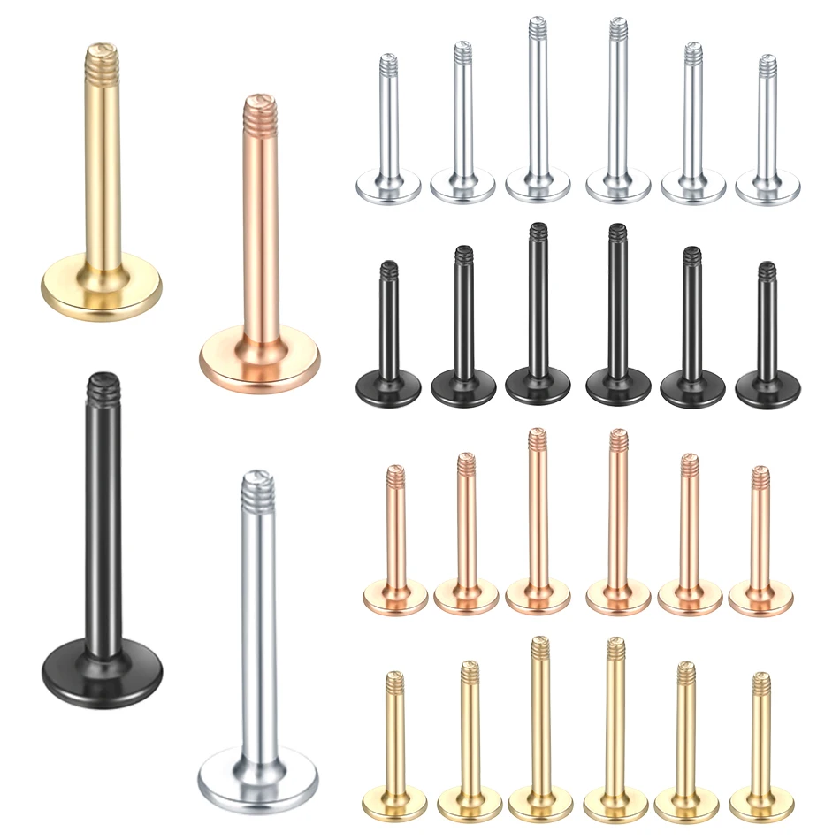 

100Pcs/Set Steel Labret Bars Post Only for Lip Ring Piercing Replacement Ear Tragus Helix Daith Earring Piercings Accessories