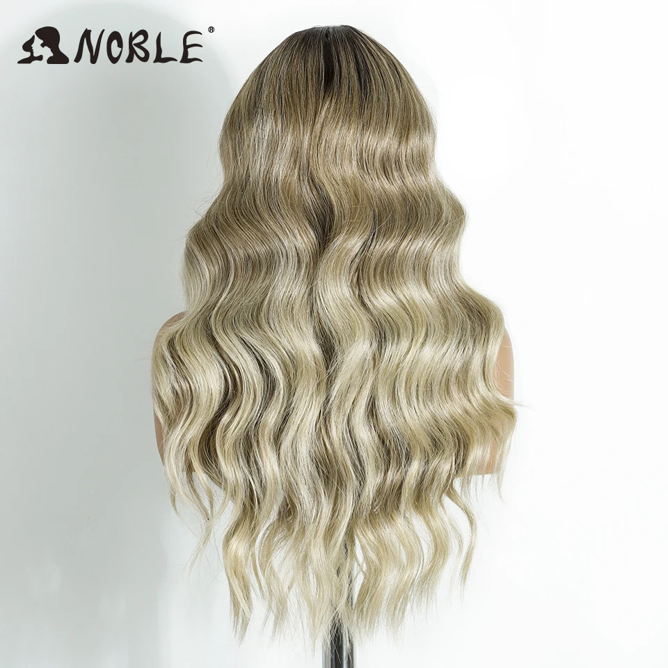 Noble Synthetic Lace Front Wig 13X4 Lace Front Wig Body Wavy Golden Wig For Women Lace Front Wig Ombre Blonde Cosplay Lace Wig