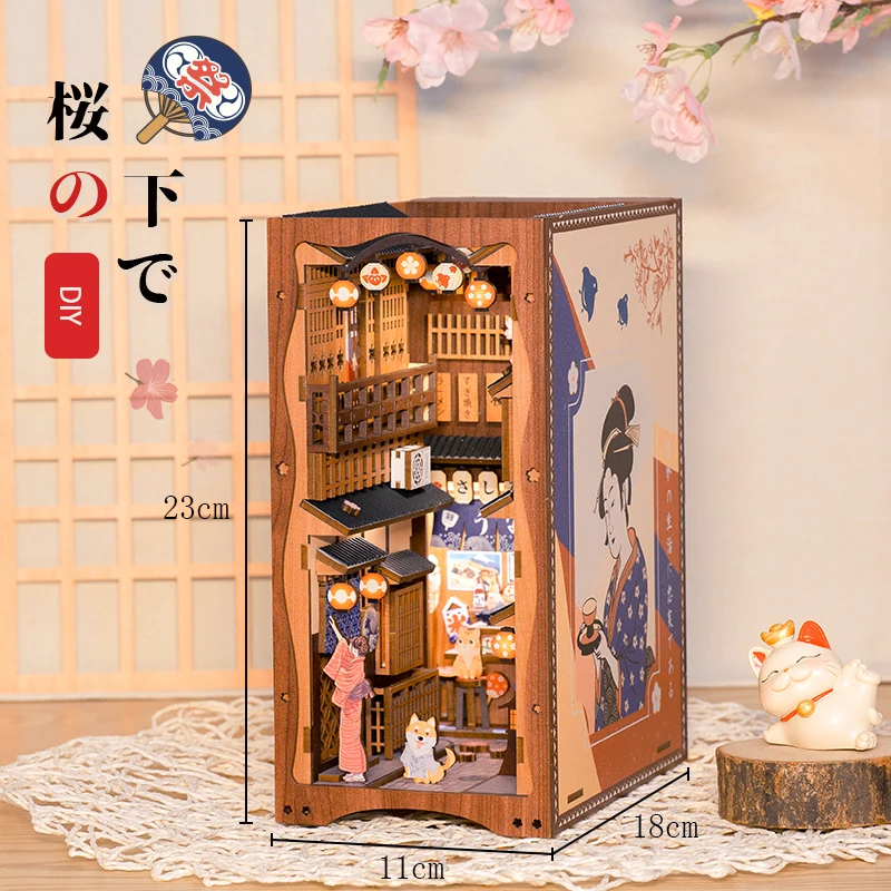 Canada Rolife Falling Sakura Book Nook TGB05 DIY Miniature Bookend Kit