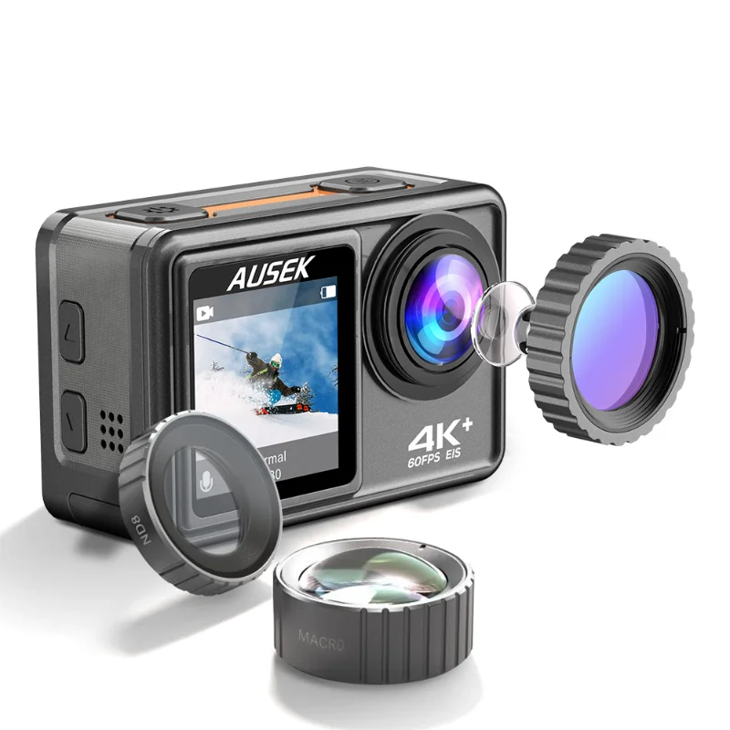 

Action Camera Outdoor Mini Sport 5k/4k Touch Dual Screen Wifi Vlog Video 360 Waterproof Go Pro Waterproof Color Camera Support