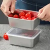201/304 Stainless Steel Food Storage Serving Tray Fruits Cake Bread Storage Containers Rectangle Plates Home Kitchen Supplies 4