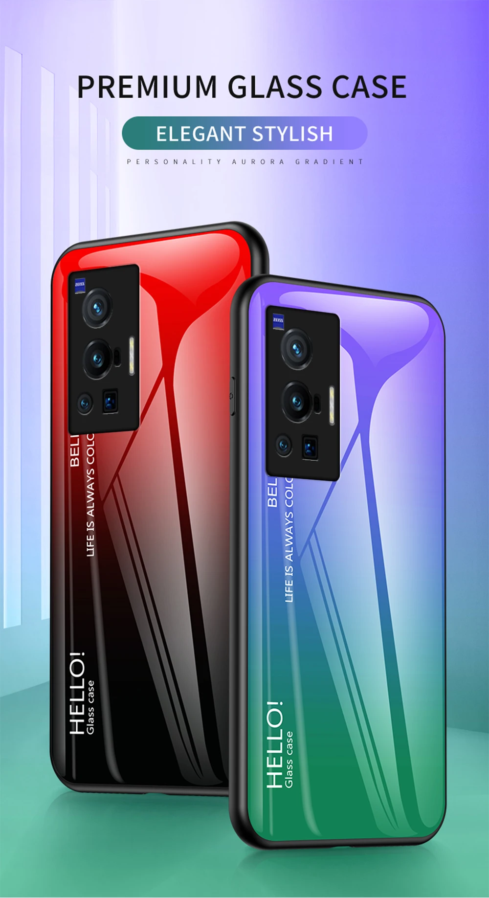 X80 Pro Plus Custodia DECLAREYAO Custodia rigida in vetro per VIVO X70 X60 X50 X30 X27 X23 X20 X9 S Custodia in silicone Ultra sottile Tempere_voghion.com