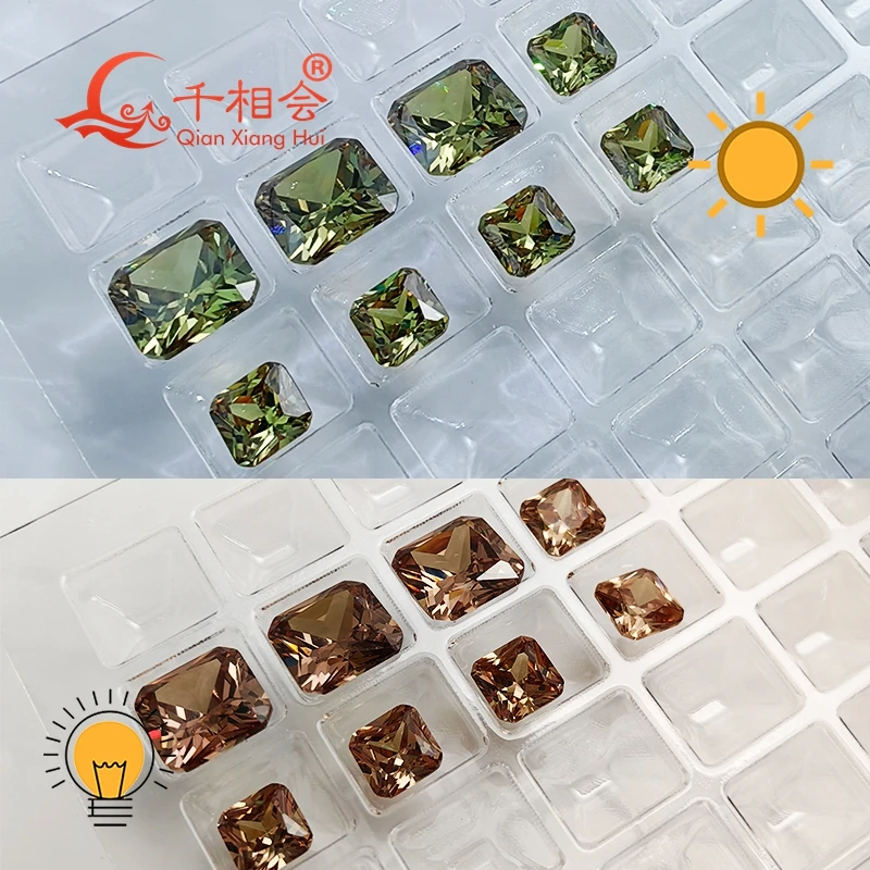 8x8 12x12mm  square cut corner Turkey Diaspore Gibbsite Zultanite green yellow change color cubic zirconia loose stone cz