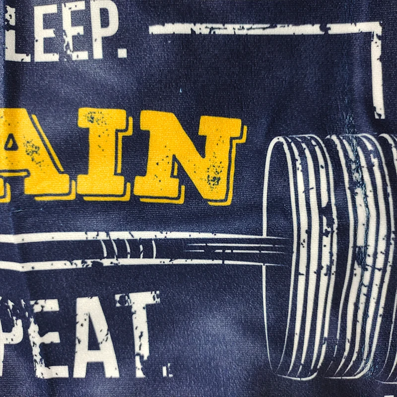 Quick Drying Microfiber Motivational Quote Eat Sleep Train Repeat Grunge Effect Barbell Travel Sports Towel for Gym Fitness 3