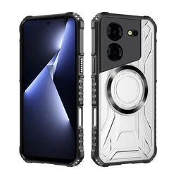 Heavy Duty Rugged Armor Hard Back Cover with Magnetic Design for Tecno Pova 5 Pro (Black)