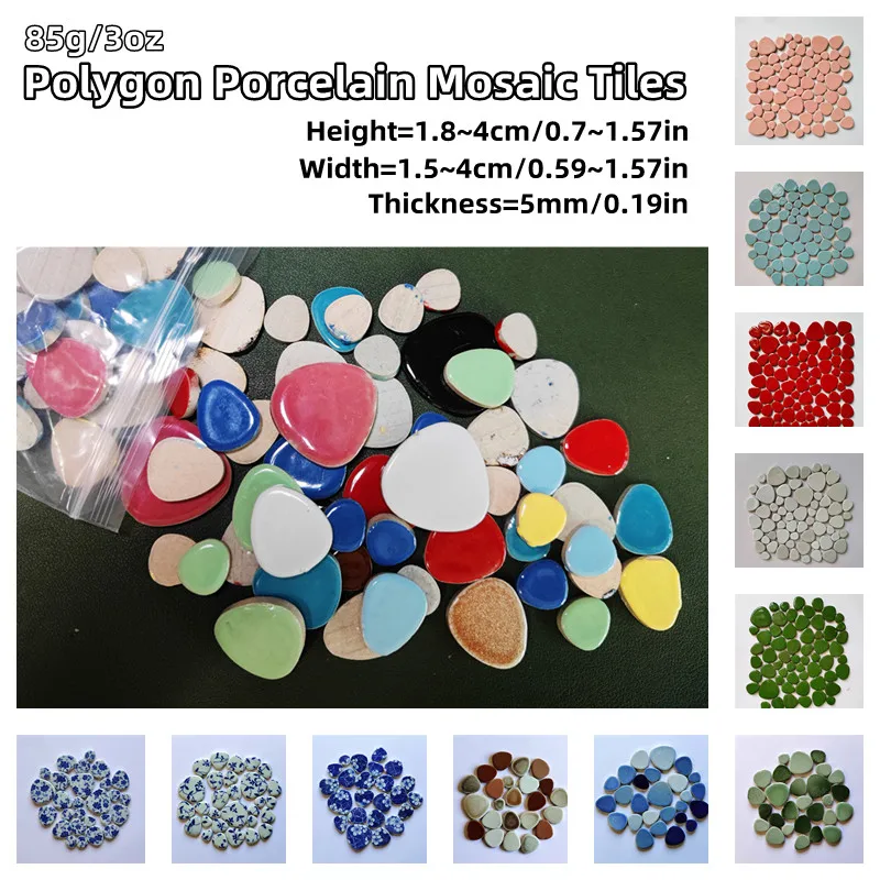 85g/3oz Polygon Porcelain Mosaic Tiles DIY Craft Ceramic Tile Oval