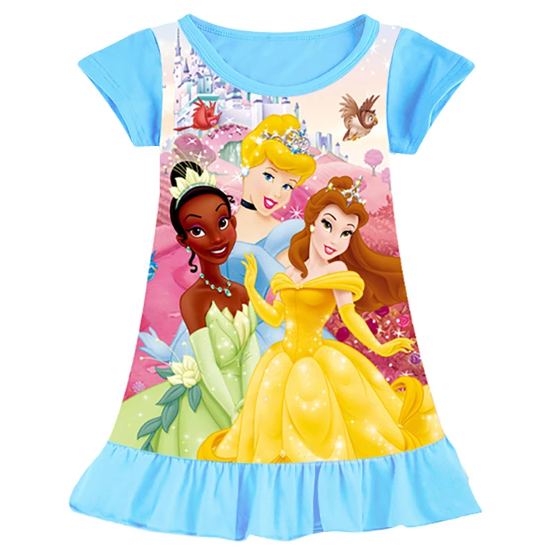 Girls Nightgowns New Summer Anna Elsa Printing Cartoon Mermaid Children Party Pajamas