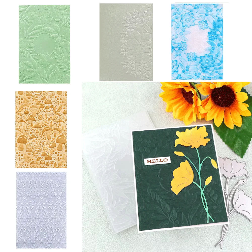 3D Embossed Relief Folder Mushroom Pattern Plastic Embossing Folders For Card Making Scrapbooking And Other Paper Crafts plastic embossing folder,embossing folder
