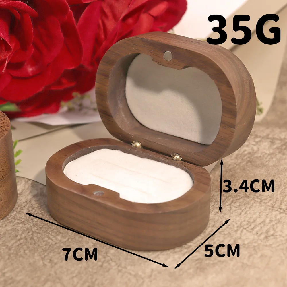 Handmade Rustic Wooden Wedding Ring Box with Velvet Interior and Magnetic Closure – Wal... - SKU WWRB1950 - UGI Packaging