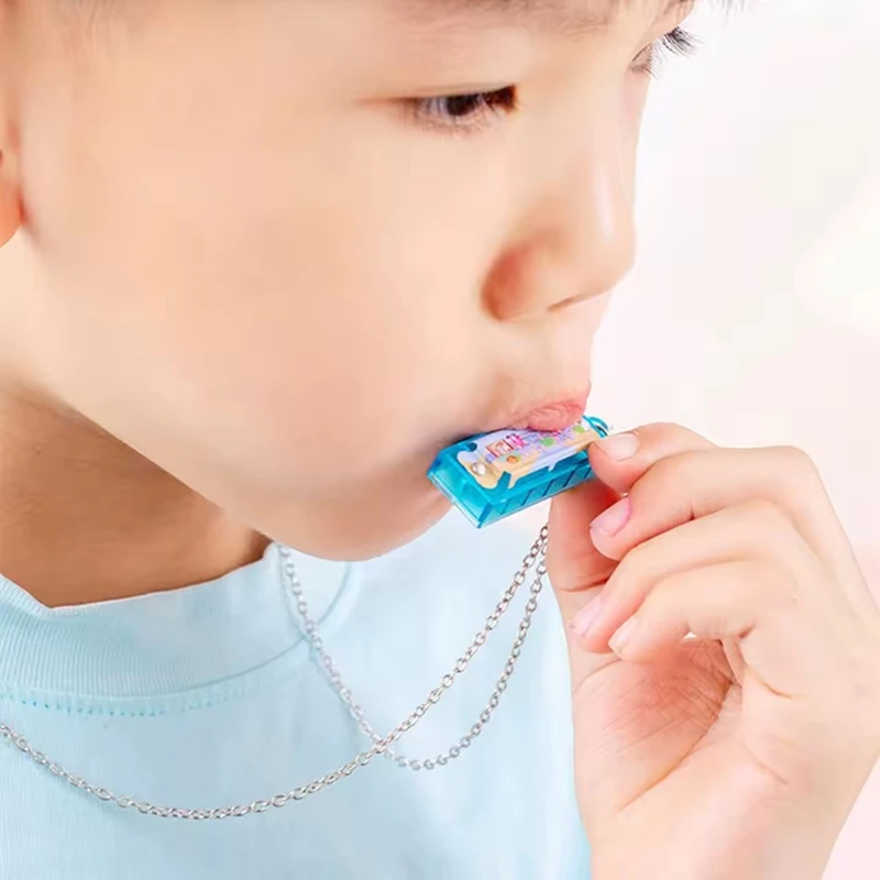 10/20Pcs Cartoon Mini Harmonica with Necklace Musical Toys for Kids Birthday Party Favors Pinata Fillers Boy Girl Christmas Gift