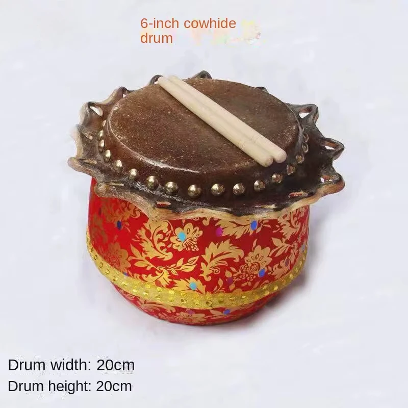 6/8/10 Inch Cowhide Drums Children Drum Chinese Percussion Musical Lion Dragon Dance Event Performance Instruments Drum