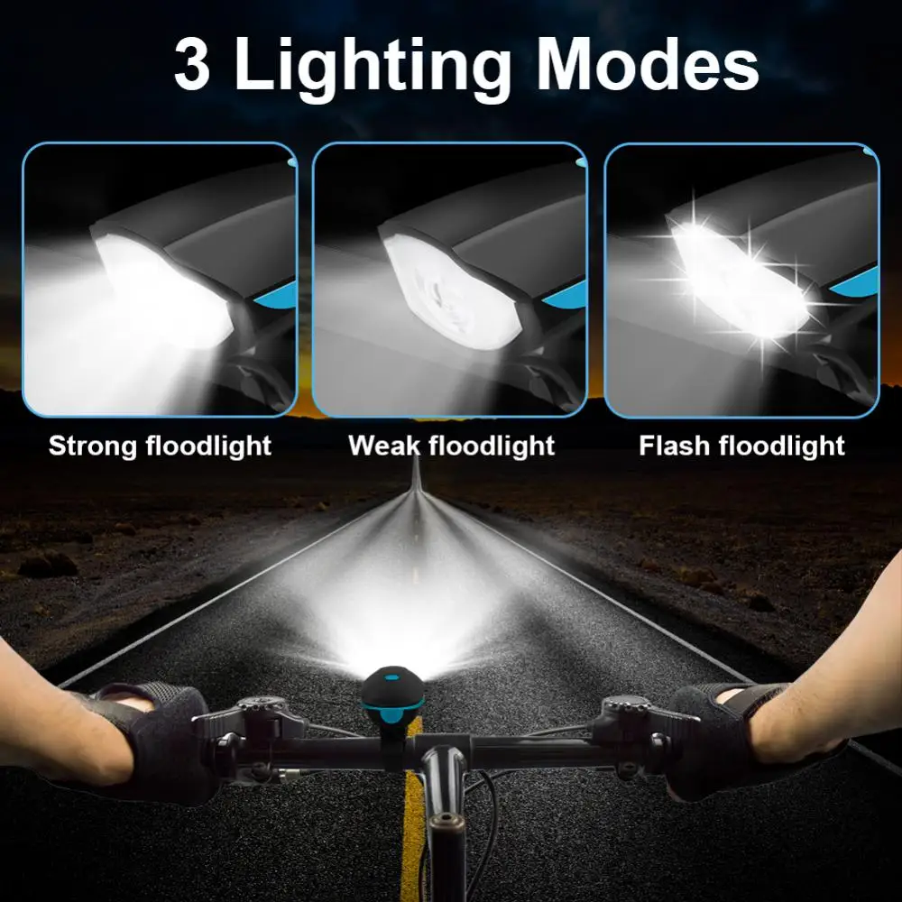 Description Picture 6 of itemCycling Flashlight Lantern MTB Bicycle Front Light With Bike Horn USB Rechargeable Bike Front Lamp Electronic Bell For Business