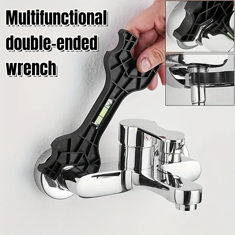 Multifunctional Dual Headed Wrench 1PC with Level Manual Tap Spanner for Household Faucet Pipe and Toilet Repair pipe repair tools
