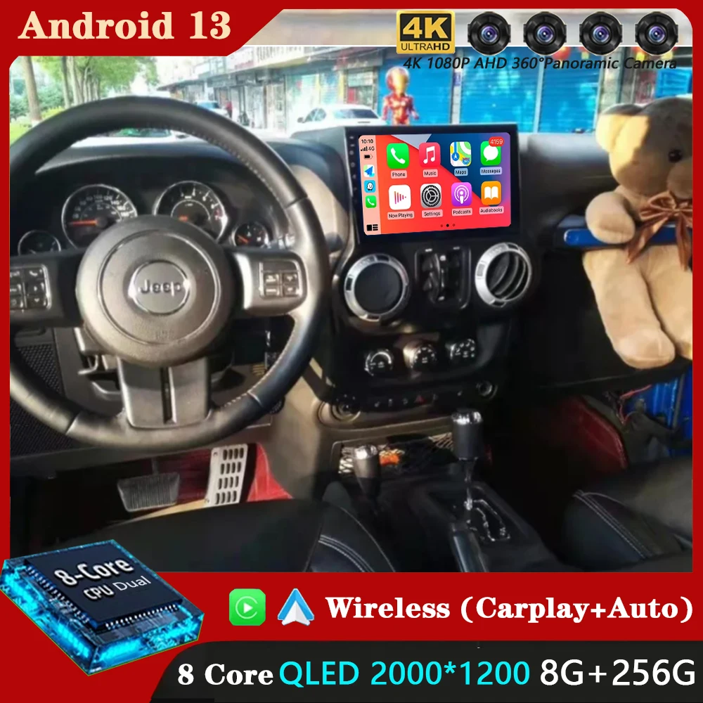 

Android13 Car Radio For Jeep Wrangler 3 JK 2011 2012 2013 2014 Multimedia Player Stereo GPS WIFI+4G wireless Carplay Auto DSP BT