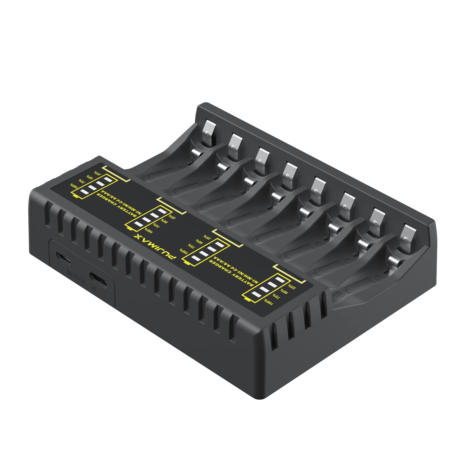 Battery Charger PUJIMAX 4 Slots Intelligent Ni-Mh for Rechargeable 1.2V AA Ni-MH Battery with USB Output Power LED Display