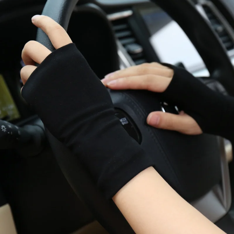 Summer cotton fingerless sunscreen gloves fingerless gloves sports gloves half finger gloves gym gloves sunscreen gloves fingerless gym gloves cotton gloves fingerless compression gloves for men and women thin cover scars tattoo sports Street dancedriving riding
