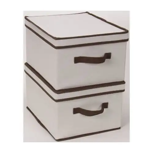

Canvas Storage Box with Brown Trim Containers Boxes Storage basket Shoe organizer and storage Cable organizer box Kitchen storag