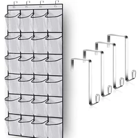 24 Pockets Over the Door Shoe Organizer Large Mesh Pockets With 4 Hooks Transparent Fabric Shoe Rack Storage Bag For Bedroom 2