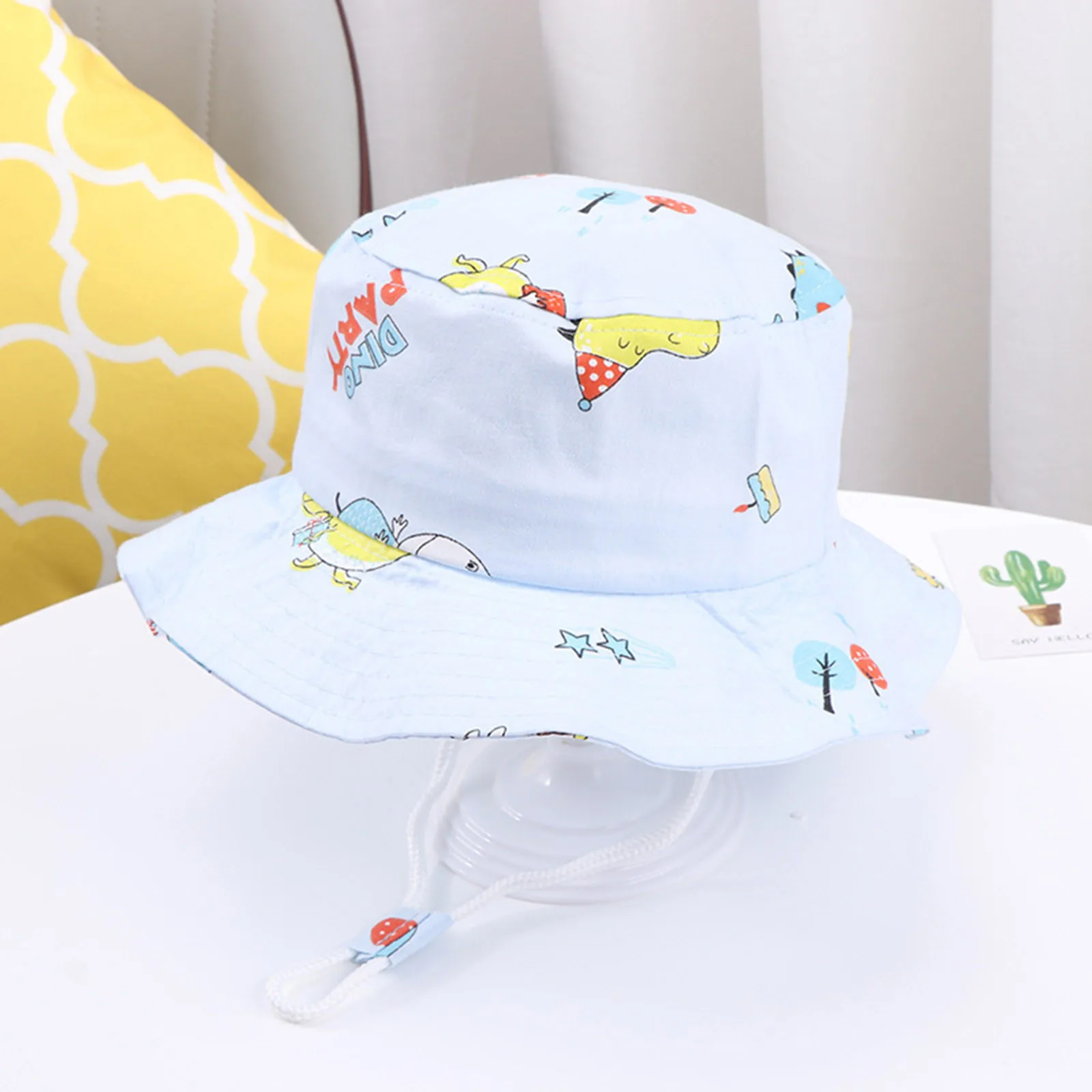 Kids Adjustable Chin Strap Sun Protection Hats Summer Spring Sun Hat Cute Cartoon Outdoor Beach Bucket Cap Kid Policeman Hat